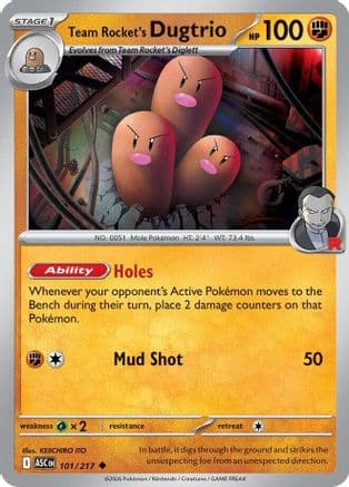 Team Rocket's Dugtrio 101/217 - ME Ascended Heroes Reverse Holofoil