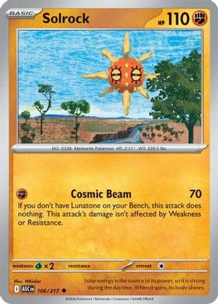 Solrock 106  - Reverse Holofoil ME Ascended Heroes - Uncommon