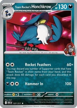 Team Rocket's Honchkrow 127- ME Ascended Heroes Holofoil