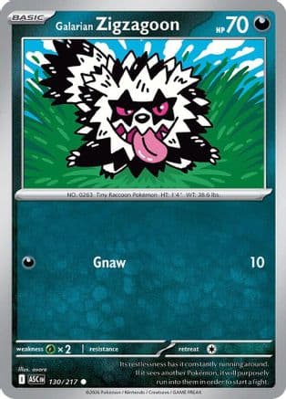 Galarian Zigzagoon 130- ME Ascended Heroes Reverse Holofoil