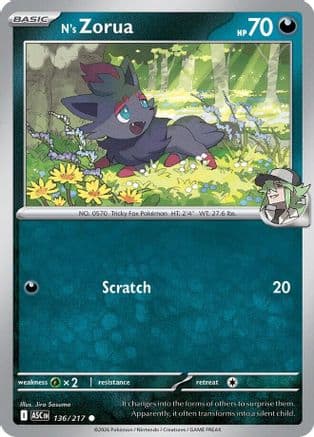 N's Zorua 136- ME Ascended Heroes
