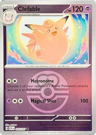 Clefable (Love Ball) 075- ME Ascended Heroes Reverse Holofoil