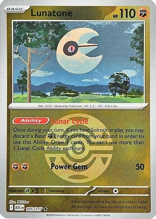 Lunatone (Dusk Ball) 105- ME Ascended Heroes Reverse Holofoil