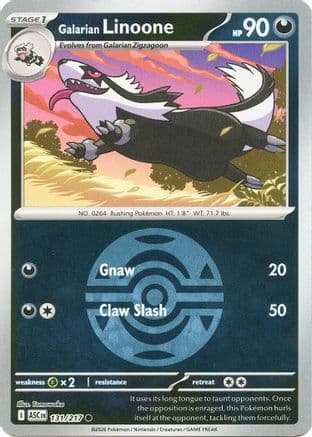 Galarian Linoone (Dusk Ball) 131- ME Ascended Heroes Reverse Holofoil