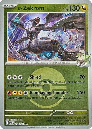 N's Zekrom (Poke Ball) 155- ME Ascended Heroes Reverse Holofoil