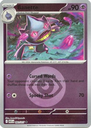 Banette (Energy Symbol Pattern) 091/217  - Reverse Holofoil ME Ascended Heroes - Uncommon