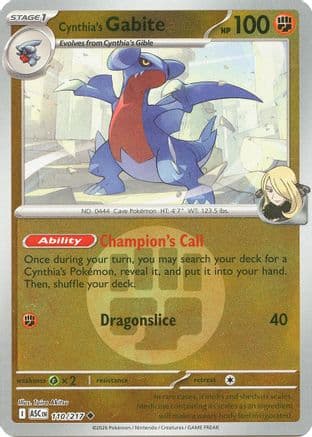 Cynthia's Gabite (Energy Symbol Pattern) 110- ME Ascended Heroes Reverse Holofoil