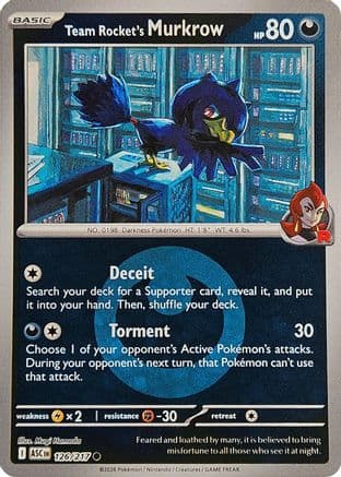 Team Rocket's Murkrow (Energy Symbol Pattern) 126- ME Ascended Heroes Reverse Holofoil