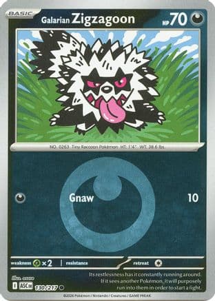 Galarian Zigzagoon (Energy Symbol Pattern) 130- ME Ascended Heroes Reverse Holofoil