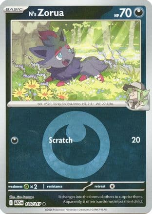 N's Zorua (Energy Symbol Pattern) 136- ME Ascended Heroes Reverse Holofoil