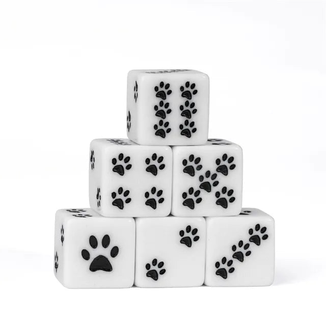 RPG Dice | Resin | Cat Pawprints | White