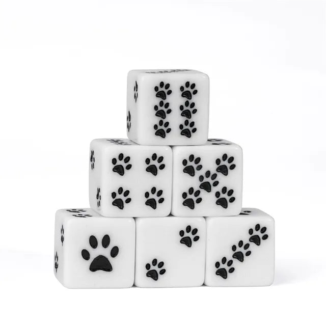 RPG Dice | Resin | Cat Pawprints | White