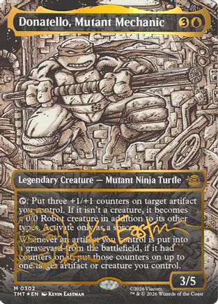 Donatello, Mutant Mechanic (Borderless) (Gold-Stamped Signature) |  Foil (302) [Teenage Mutant Ninja Turtles]