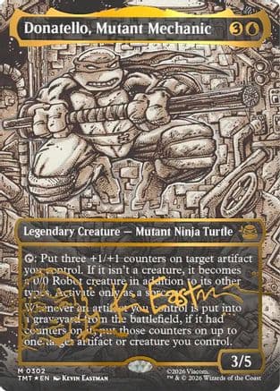 Donatello, Mutant Mechanic (Borderless) (Gold-Stamped Signature) |  Foil (302) [Teenage Mutant Ninja Turtles]