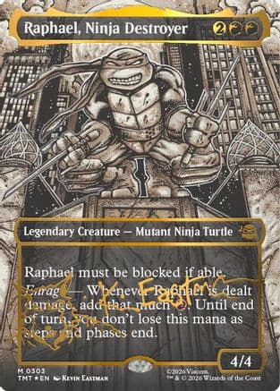 Raphael, Ninja Destroyer (Borderless) (Gold-Stamped Signature) |  Foil (303) [Teenage Mutant Ninja Turtles]