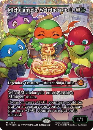 Michelangelo, Weirdness to 11 (Showcase) (Fracture Foil) |  Foil (298) [Teenage Mutant Ninja Turtles]