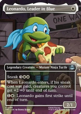 Leonardo, Leader in Blue (Borderless) |  Foil (196) [Teenage Mutant Ninja Turtles]
