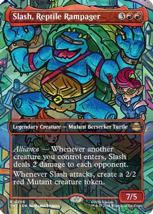Slash, Reptile Rampager (Borderless) |  Foil (208) [Teenage Mutant Ninja Turtles]