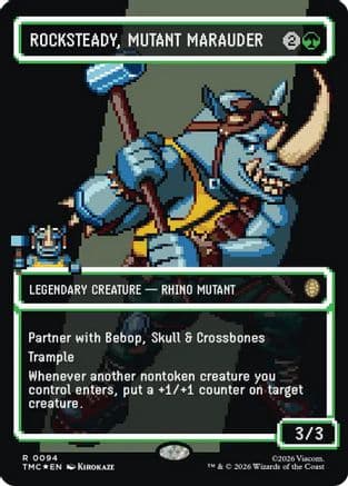 Rocksteady, Mutant Marauder (Borderless) (Surge Foil) |  Foil (094) [Commander: Teenage Mutant Ninja Turtles]