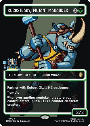 Rocksteady, Mutant Marauder (Borderless) (Surge Foil) |  Foil (094) [Commander: Teenage Mutant Ninja Turtles]