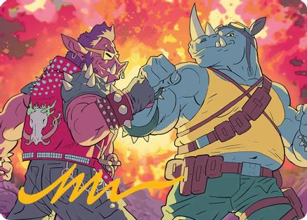Bebop & Rocksteady Art Card (Gold-Stamped Signature) |  (029) [Art Series: Teenage Mutant Ninja Turtles]