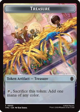 Treasure // Ninja Double-Sided Token |  (3 // 5) [Commander: Teenage Mutant Ninja Turtles]