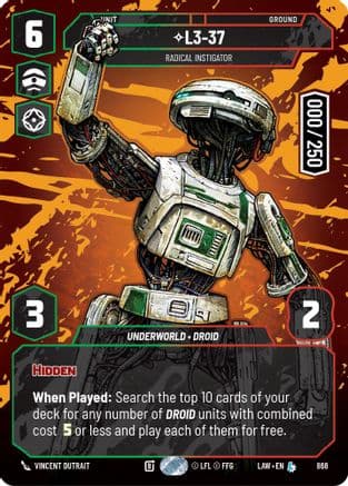 L3-37 - Radical Instigator (Serialized) | Foil (868)  [A Lawless Time]