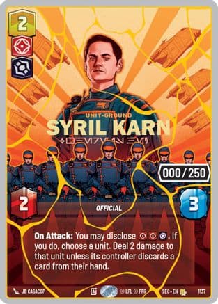 Syril Karn - Where Is He? (Serialized) (Gold) | Foil (1137)  [Secrets of Power]