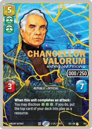 Chancellor Valorum - Civil Servant (Serialized) (Gold) | Foil (1142)  [Secrets of Power]