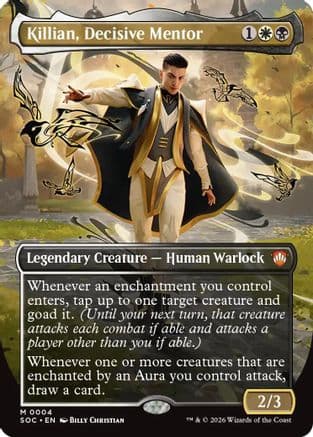 Killian, Decisive Mentor (Borderless) |  (004) [Commander: Secrets of Strixhaven]