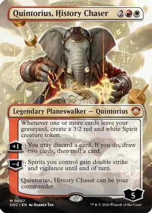 Quintorius, History Chaser (Borderless) |  Foil (007) [Commander: Secrets of Strixhaven]