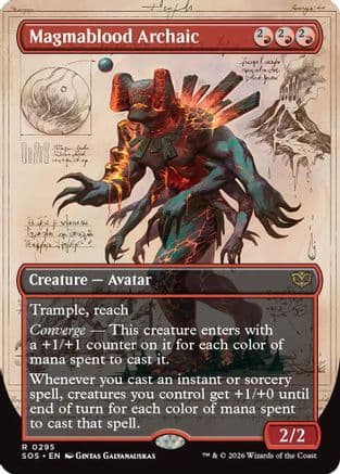 Magmablood Archaic (Borderless) |  Foil (295) [Secrets of Strixhaven]