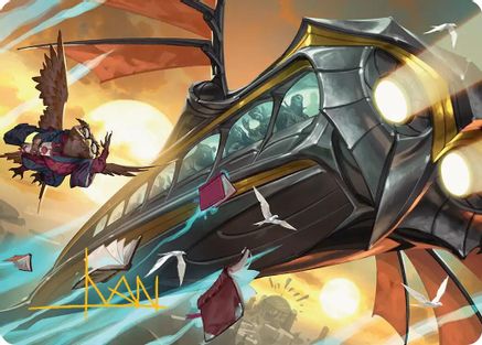 Strixhaven Skycoach Art Card (Gold-Stamped Signature) |  (026) [Art Series: Secrets of Strixhaven]