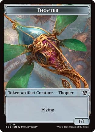 Thopter // Fractal (0004) Double-Sided Token |  (28 // 4) [Commander: Secrets of Strixhaven]