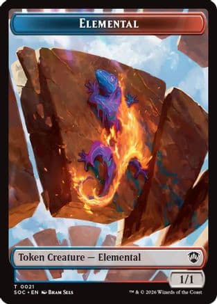 Elemental (0021) // Phyrexian Myr Double-Sided Token |  (21 // 8) [Commander: Secrets of Strixhaven]