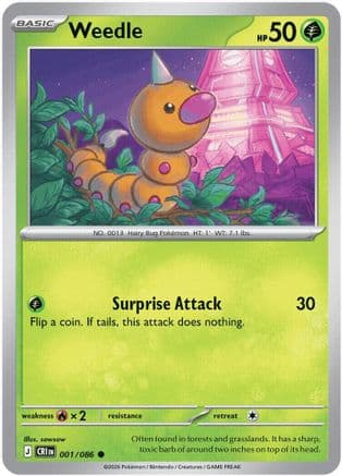 Weedle 001- ME04 Chaos Rising Reverse Holofoil