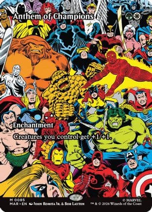 Anthem of Champions (Borderless) |  Foil (085) [Marvel Universe Eternal-Legal]