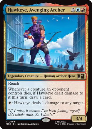 Hawkeye, Avenging Archer (Surge Foil) |  Foil (084) [Commander: Marvel Super Heroes]