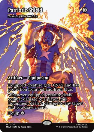 Patriotic Shield - Sword of Fire and Ice (Borderless) |  (100) [Marvel Universe Eternal-Legal]