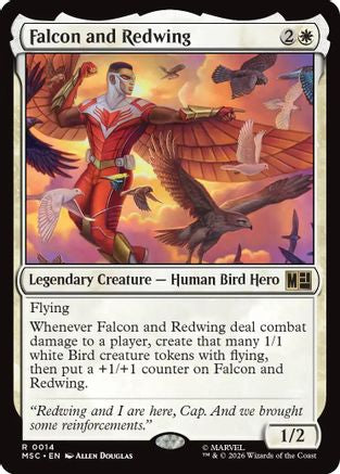 Falcon and Redwing (Surge Foil) |  Foil (014) [Commander: Marvel Super Heroes]
