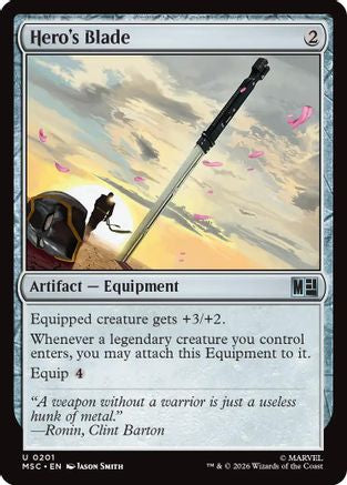 Hero's Blade (Surge Foil) |  Foil (201) [Commander: Marvel Super Heroes]