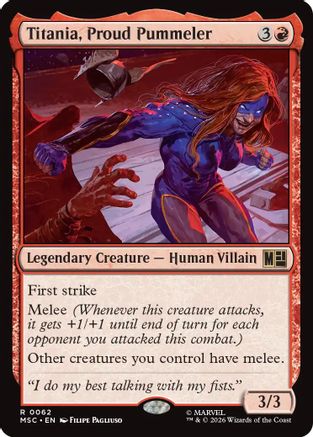 Titania, Proud Pummeler (Surge Foil) |  Foil (062) [Commander: Marvel Super Heroes]