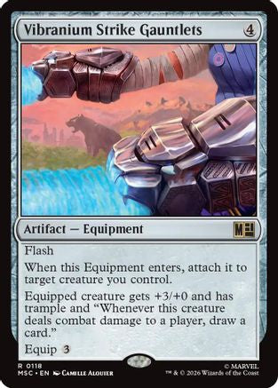 Vibranium Strike Gauntlets (Surge Foil) |  Foil (118) [Commander: Marvel Super Heroes]