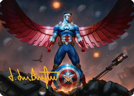 Captain America, Wings of Freedom Art Card (2/45) (Gold-Stamped Signature) |  (002) [Art Series: Marvel Super Heroes]