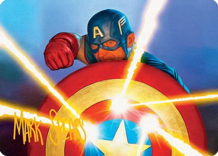 Captain's Defense Art Card (Gold-Stamped Signature) |  (041) [Art Series: Marvel Super Heroes]