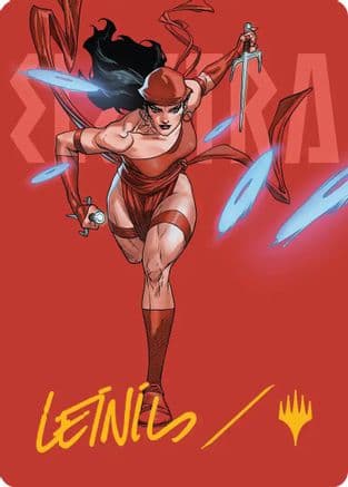 Elektra, Daughter of the Hand Art Card (Gold-Stamped Signature) |  (025) [Art Series: Marvel Super Heroes]