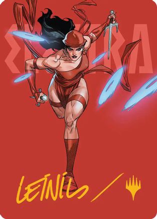 Elektra, Daughter of the Hand Art Card (Gold-Stamped Signature) |  (025) [Art Series: Marvel Super Heroes]