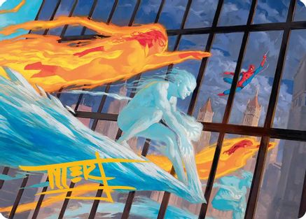 Iceman and Firestar Art Card (Gold-Stamped Signature) |  (045) [Art Series: Marvel Super Heroes]