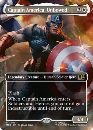 Captain America, Unbowed (Borderless) |  Foil (505) [Commander: Marvel Super Heroes]