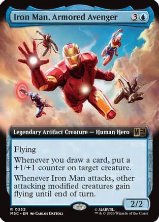 Iron Man, Armored Avenger (Extended Art) |  Foil (332) [Commander: Marvel Super Heroes]